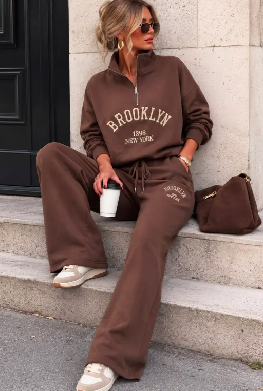 Ensemble Sweat Col Zippé & Pantalon Large