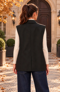 Gilet blazer sans manches oversize noir
