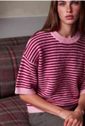Pull manches 3/4 rayé
